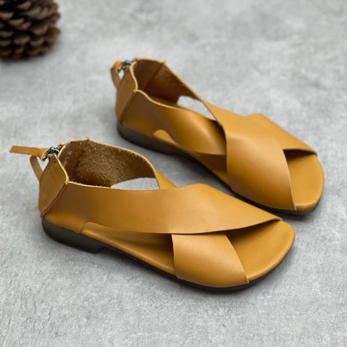 Summer Handmade Leather Cross-Strap Sandals for Shoes