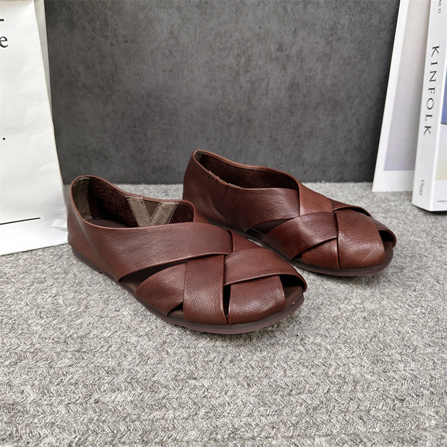 Summer Retro Hollow Out Leather Shoes