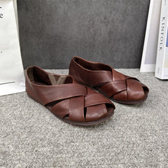 Summer Retro Hollow Out Leather Shoes