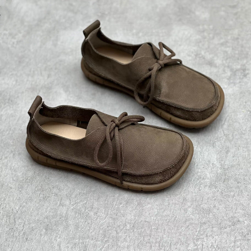 Retro Leather Flat Soft Casual Shoes