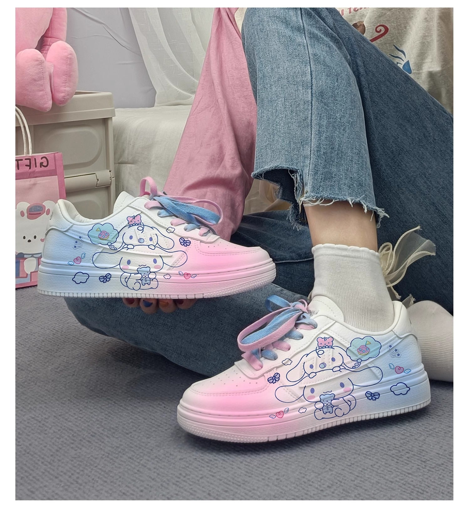 Cute Preppy Sneakers Aesthetic Shoe With Low-top