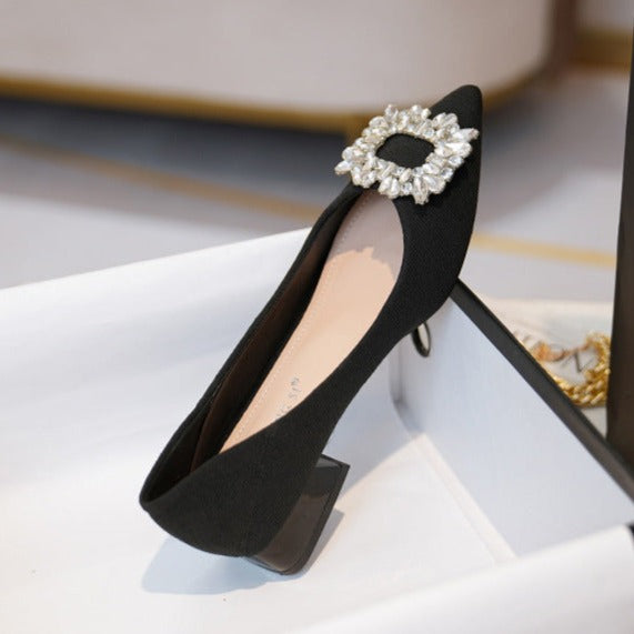 Rhinestone Decor Point Toe Shoes
