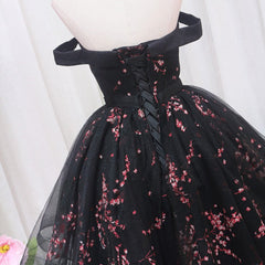 Hepburn Little Black Dress Red Floral Embellishment Homecoming Dresses