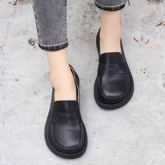 Handmade Loafers Big Toe Comfortable Soft Leather Shoes