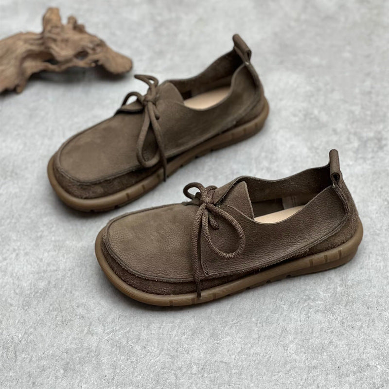 Retro Leather Flat Soft Casual Shoes