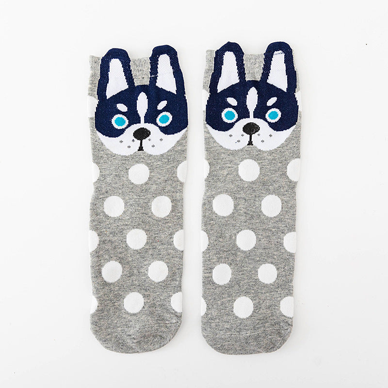 5 Pairs Cute Dots Animal Socks for Women, Funny Dog Socks