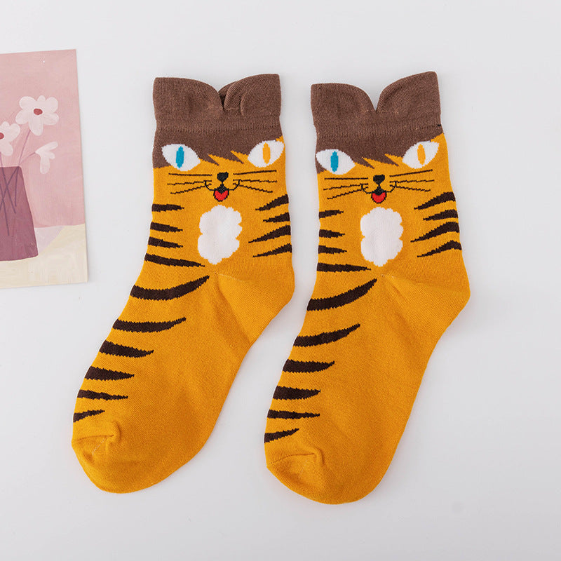 4 Pairs Cute Animal Socks for Women, Funny Cat Socks