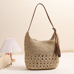 Elena Woven Tassel Shoulder Bag