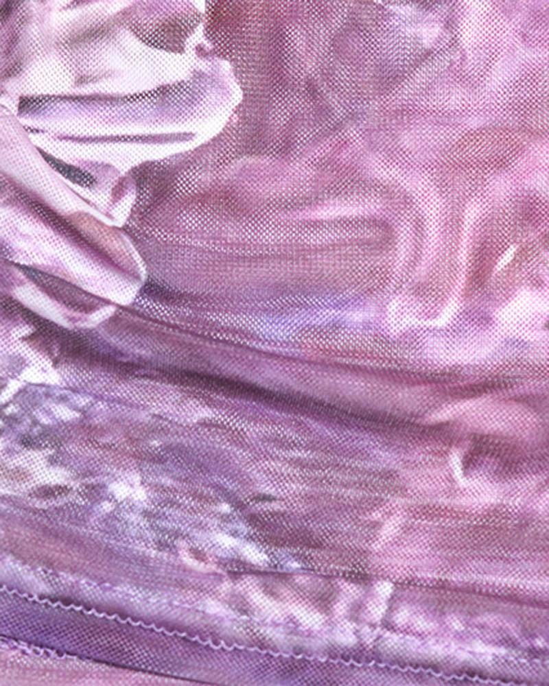 Water Ripple Print Ruffles Mini Skrit Coords