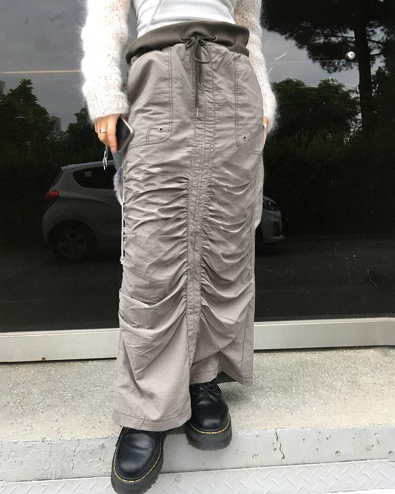 Jagged Ruffle Maxi Cargo Skirt