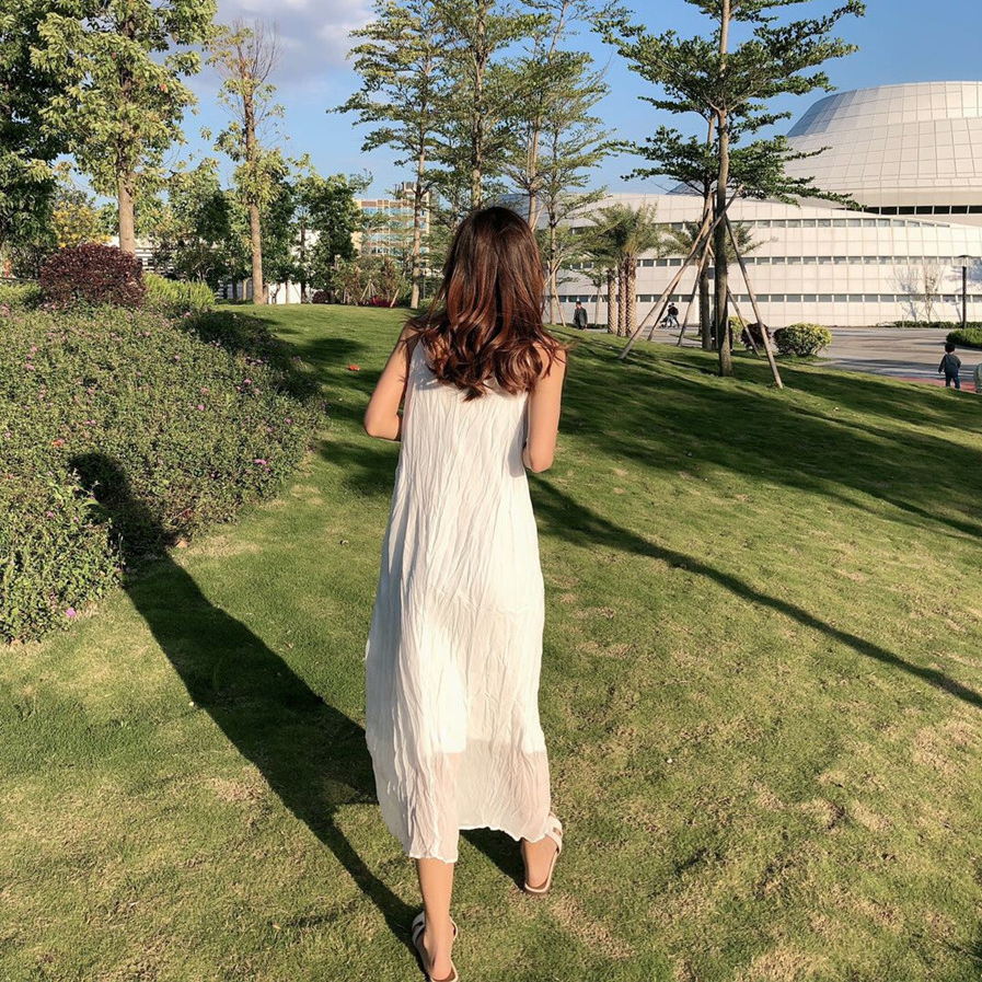 Summer V Neck Pleated Maxi Gown Beach Dress