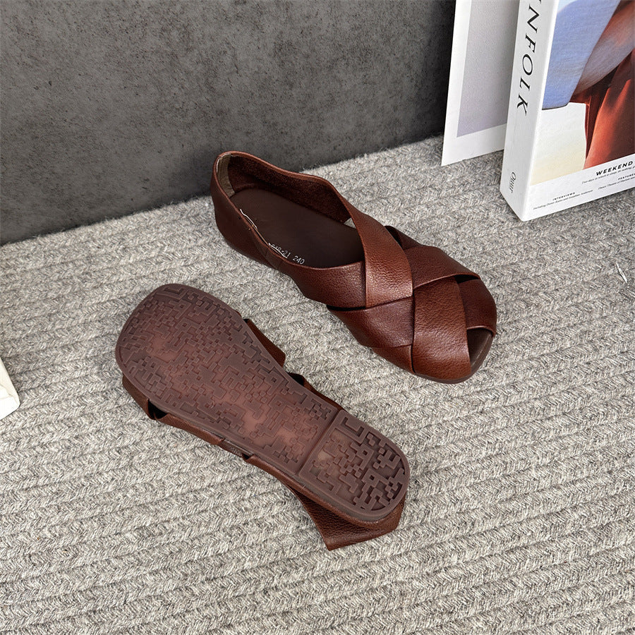 Summer Retro Hollow Out Leather Shoes