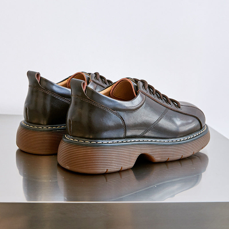 Platform Oxfords Shoes Lace Up Flats Leather Shoes