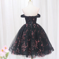 Hepburn Little Black Dress Red Floral Embellishment Homecoming Dresses