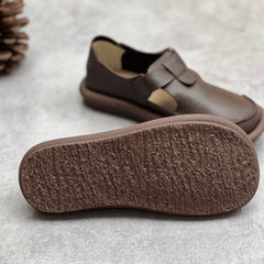 Handmade Leather Buckle Flatform Shoes