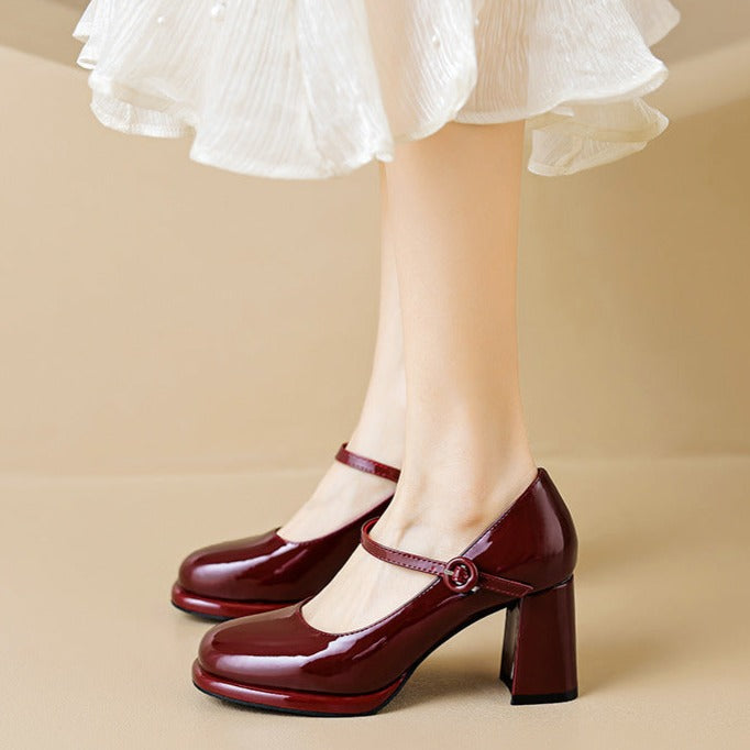 Block Heel Mary Janes Pumps Dress Shoes