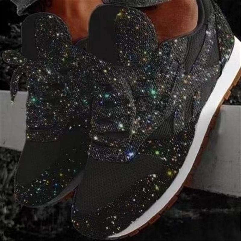 Glitter Tennis Shoes Shiny Crystal Platform Sneakers