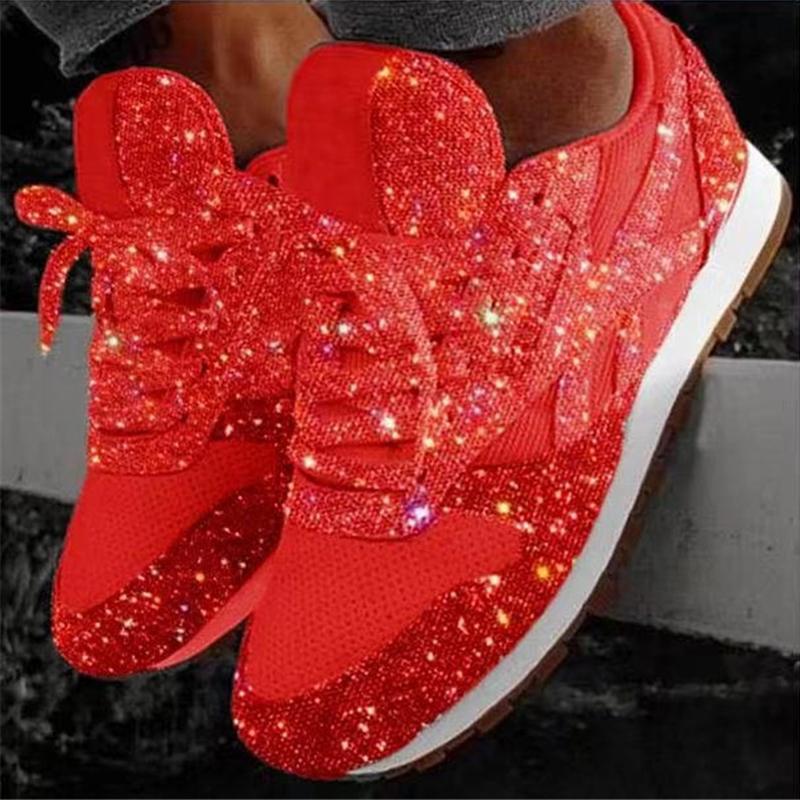 Glitter Tennis Shoes Shiny Crystal Platform Sneakers