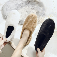 Outer Wearing Non-Slip Flat Fur Loafers