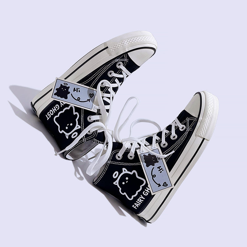 Mens Students Fairy Ghost High Top Canvas Sneakers