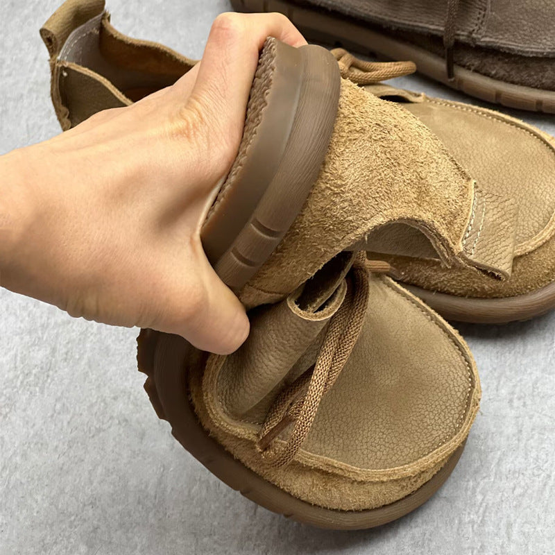 Retro Leather Flat Soft Casual Shoes