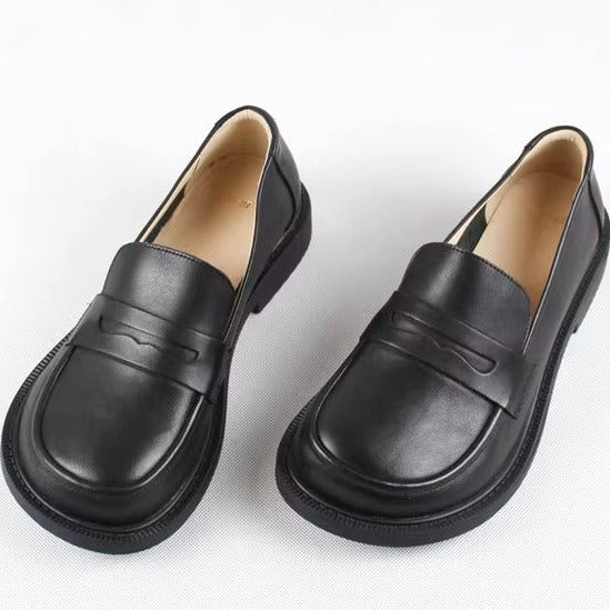 Handmade Loafers Big Toe Comfortable Soft Leather Shoes