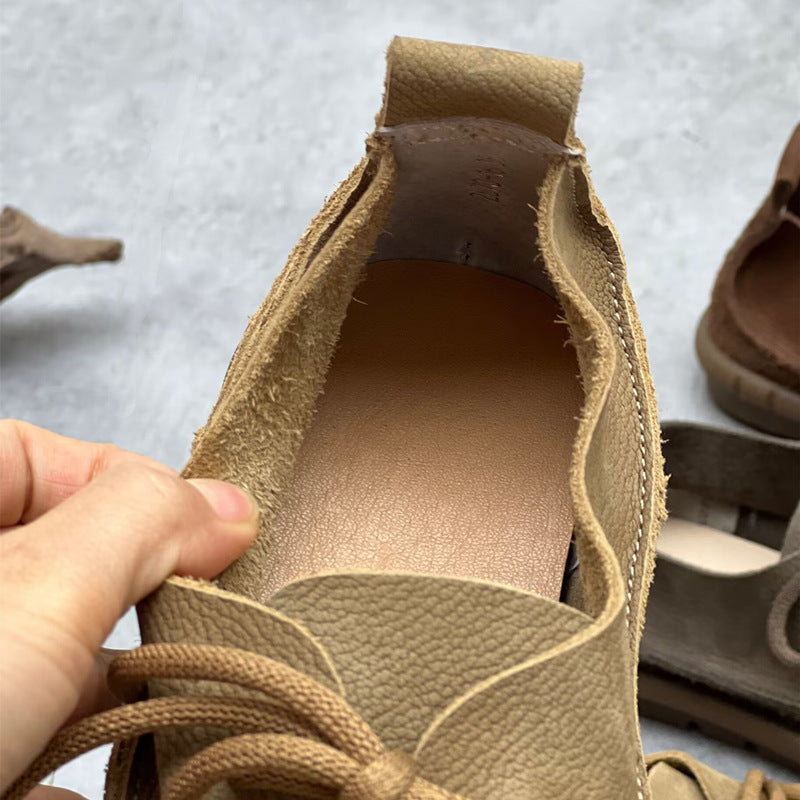 Retro Leather Flat Soft Casual Shoes