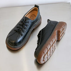 Platform Oxfords Shoes Lace Up Flats Leather Shoes