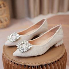 Rhinestone Decor Point Toe Shoes