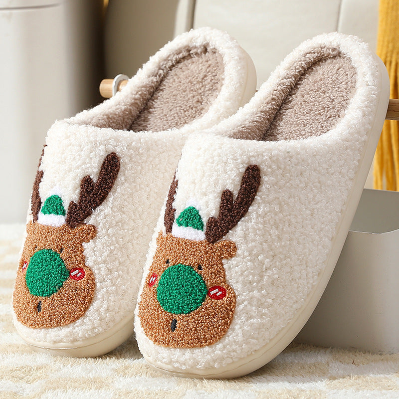 Christmas Shoes Winter Home Slippers Elk Soft Cozy Bedroom Slipper