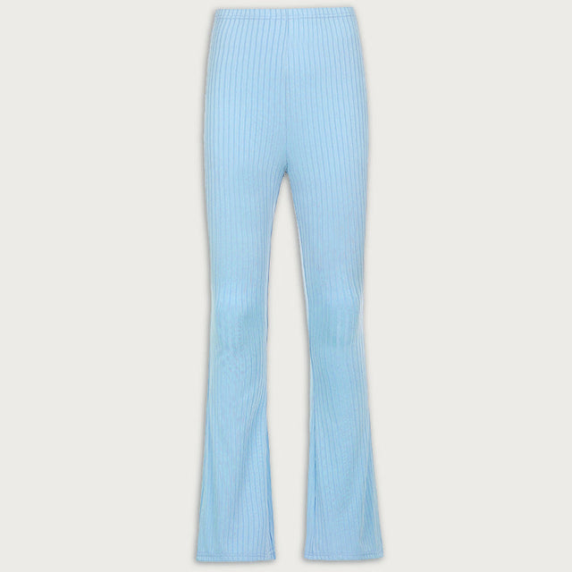 Ribbed Austin Flared Pants - Blue