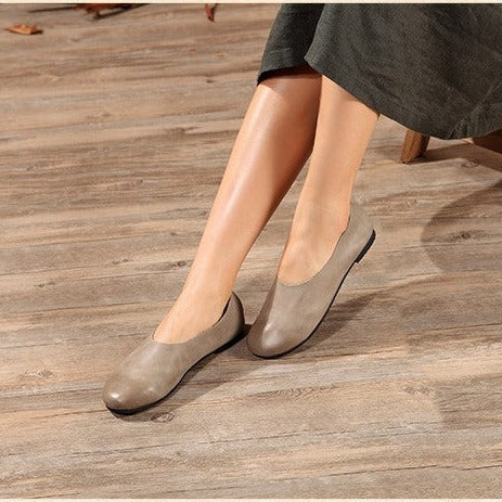 Handmade Soft Shoes Flat Shoes Retro Leather Shoes