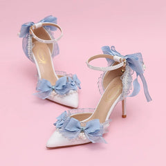 Lily of the valley Elegant Elf Fairy Princess Wedding High Heels - Blue