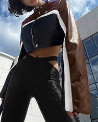Street Style Motorcycle Style Rivet Zipper Jacket