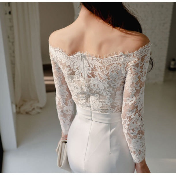 Women's Off Shoulder Holiday Skinny Midi Party Dress