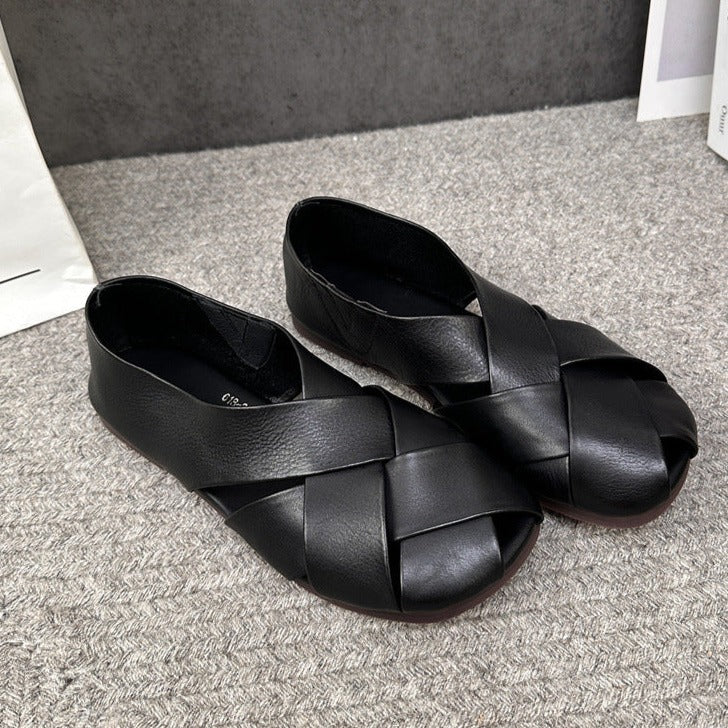 Summer Retro Hollow Out Leather Shoes
