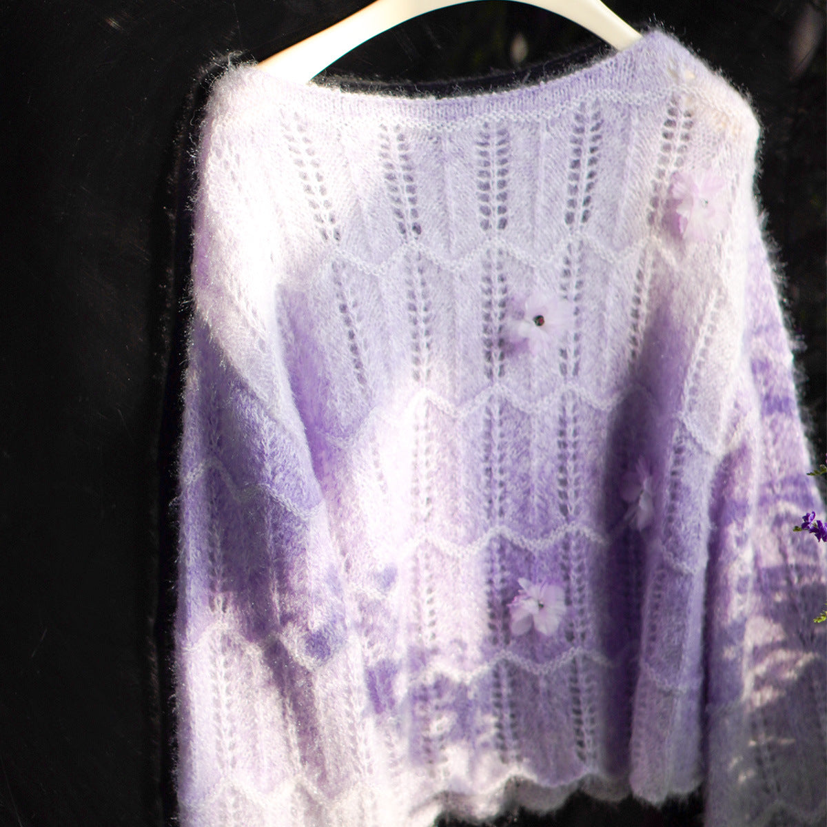 Lazy Gentle Wool Gradient Round Neck Pullover Sweater
