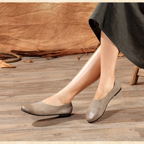 Handmade Soft Shoes Flat Shoes Retro Leather Shoes