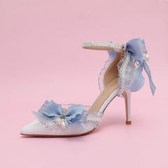 Lily of the valley Elegant Elf Fairy Princess Wedding High Heels - Blue