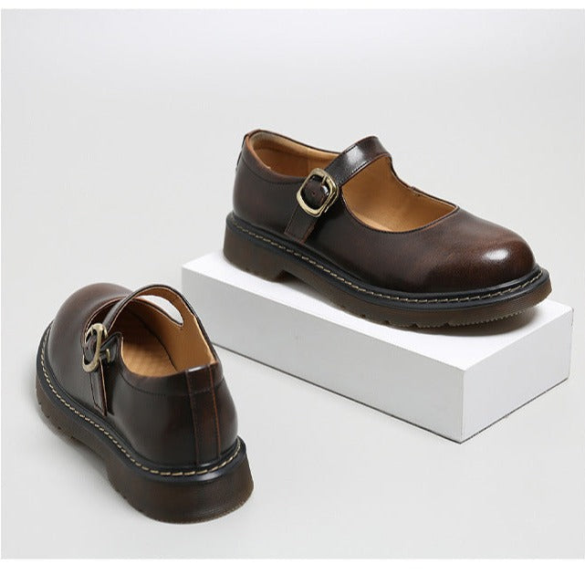 Mary Janes Shoes Leather Uniform Dress Shoes - Flats