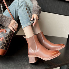 Women's Pointed Leather Handmade Chelsea Boot