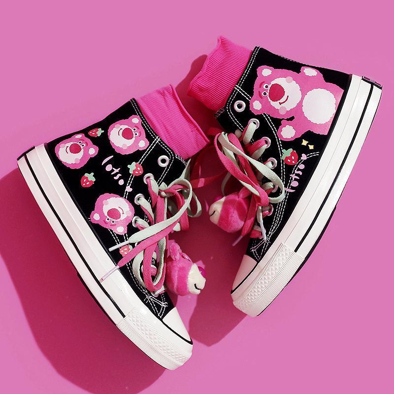 Teenagers Cute Bear High-top Canvas Shoes
