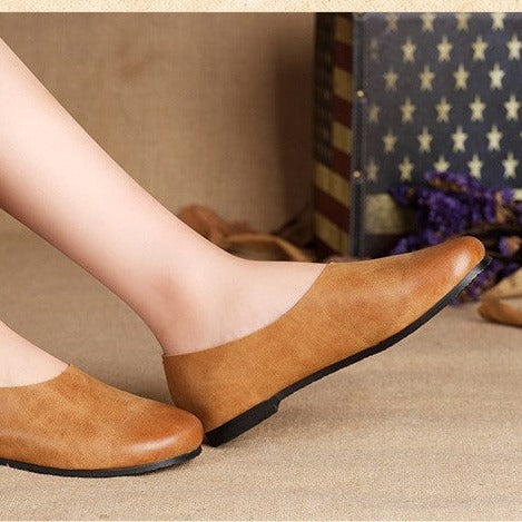 Handmade Soft Shoes Flat Shoes Retro Leather Shoes