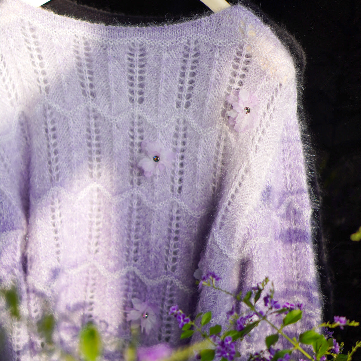 Lazy Gentle Wool Gradient Round Neck Pullover Sweater