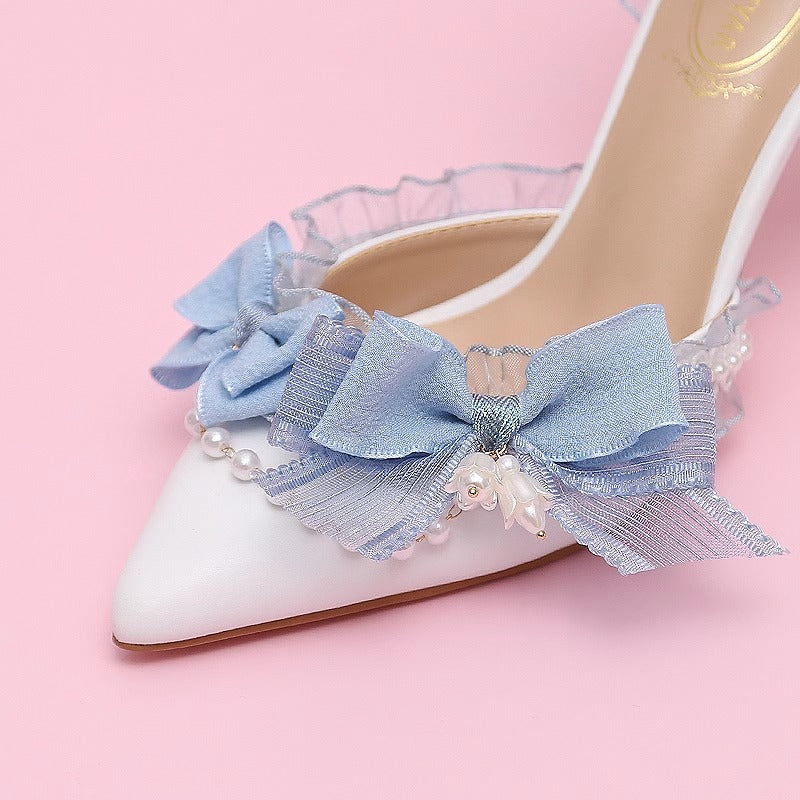 Lily of the valley Elegant Elf Fairy Princess Wedding High Heels - Blue