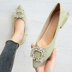 Rhinestone Decor Point Toe Shoes