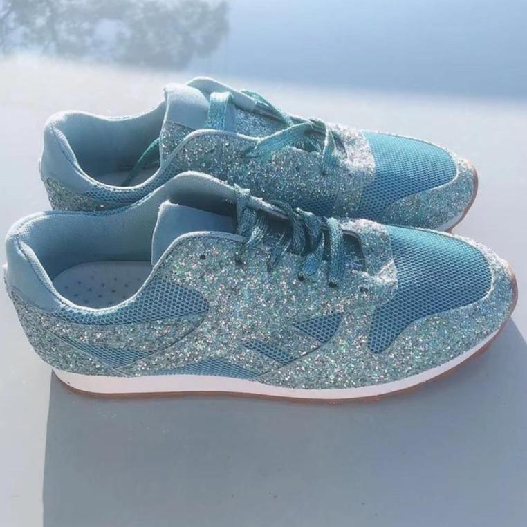 Glitter Tennis Shoes Shiny Crystal Platform Sneakers