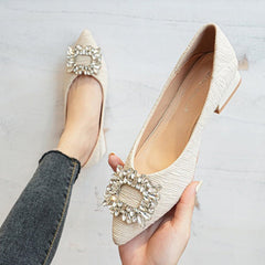 Rhinestone Decor Point Toe Shoes