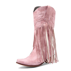 Women's Fringe Boots Western Cowboy Mid Length Boots