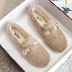 Warm Soft Plush Fur Winter Loafers Shoes
